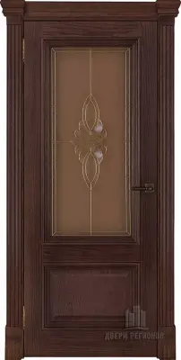 Двери шпон Корсика витраж Кармен (широкий фигурный багет) Дуб Brandy