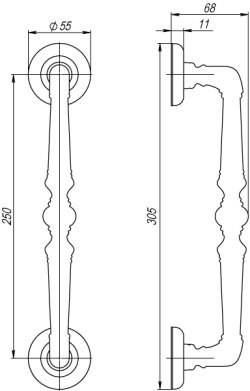 Ручка-скоба Fuaro (Фуаро) PULL.SM250.PALAZZO AB-7 (PALAZZO PULL SM) матовая бронза