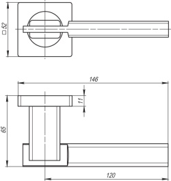 Ручка Armadillo (Армадилло) раздельная K.SQ52.TRINITY (TRINITY SQ005) SN/CP-3 матовый никель/хром