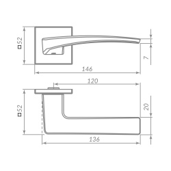 Ручка Punto (Пунто) раздельная K.ARC.Q52.LOTUS GR-23 графит